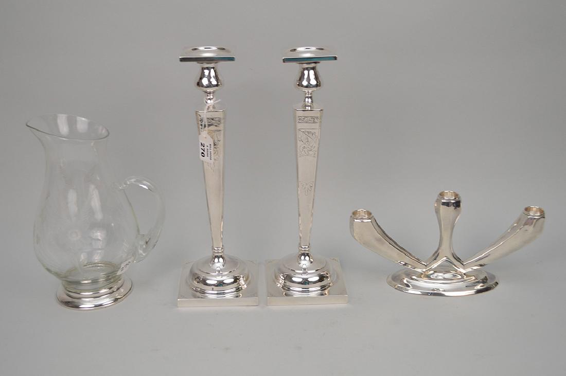 Sterling silver lot, Pair tall sterling candlesticks, 3 (1 of 9)