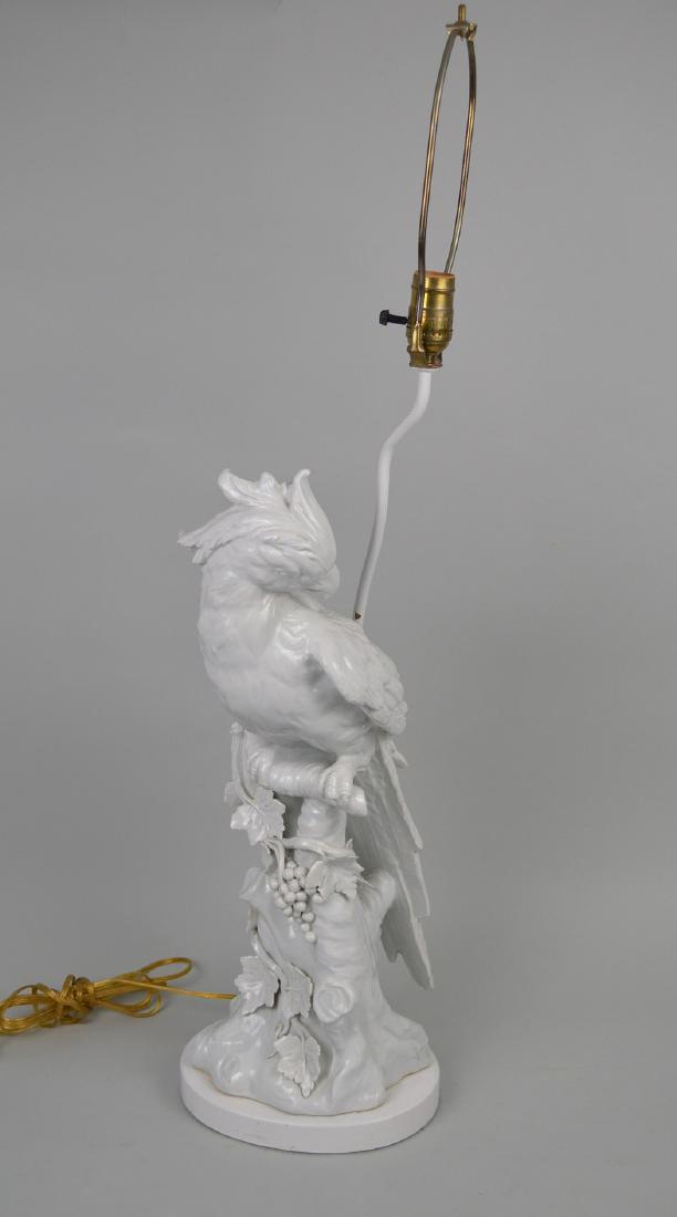 Blanc de Chine "Cockatoo" porcelain lamp, 34 1/4"h (1 of 9)