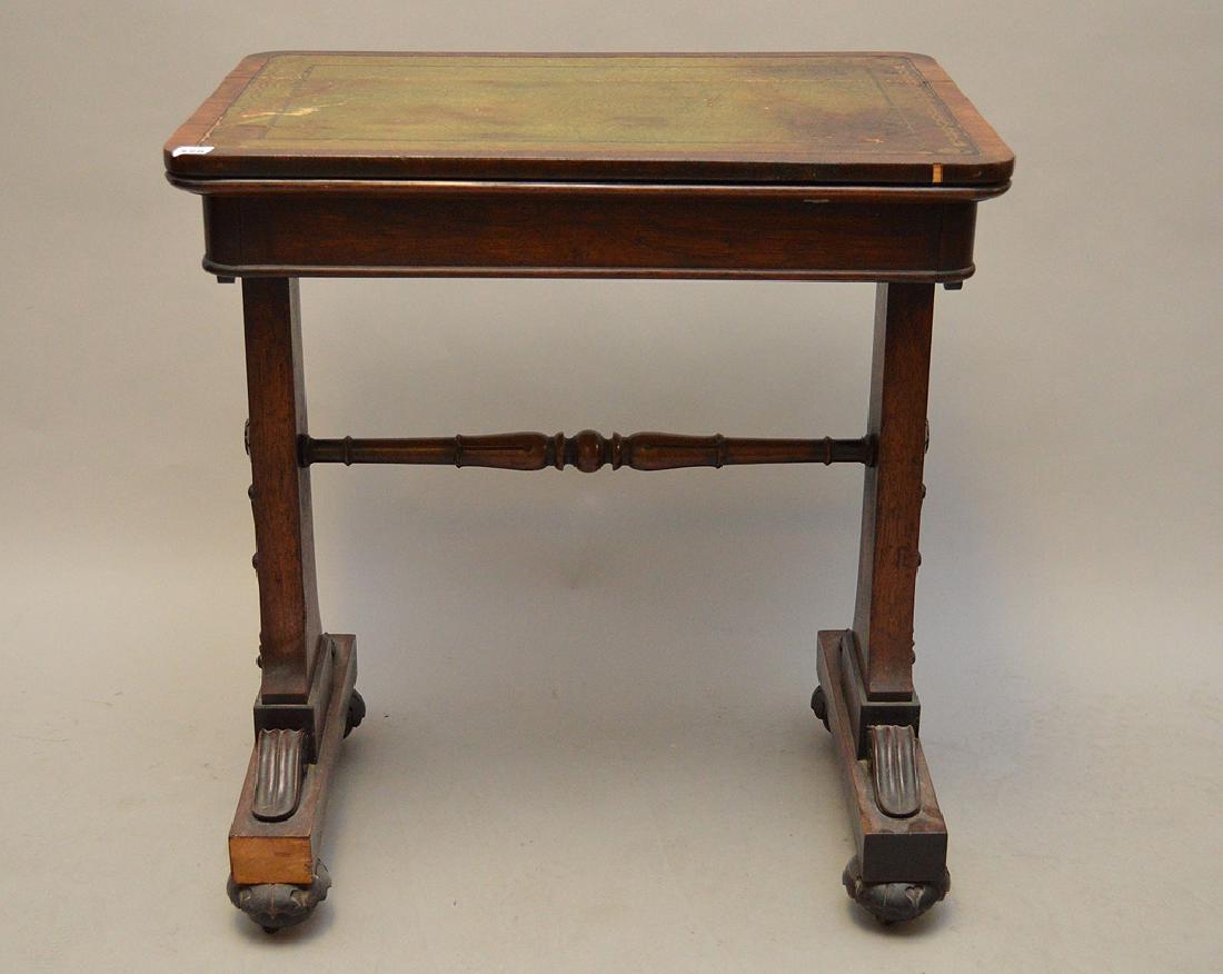 Occasional mahogany 19th c. table, tooled leather (1 of 6)
