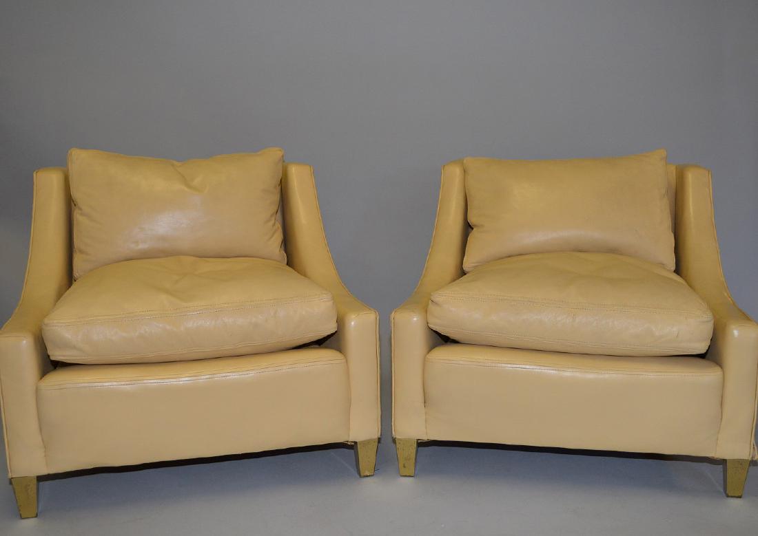 Pair camel color Contemporary leather arm chairs (1 of 6)