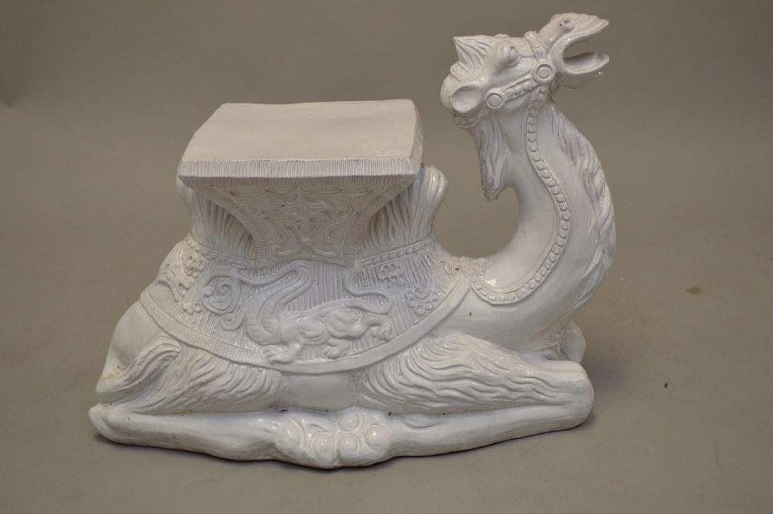 White Glazed Pottery "Camel" garden seat.  Height 18" (1 of 5)