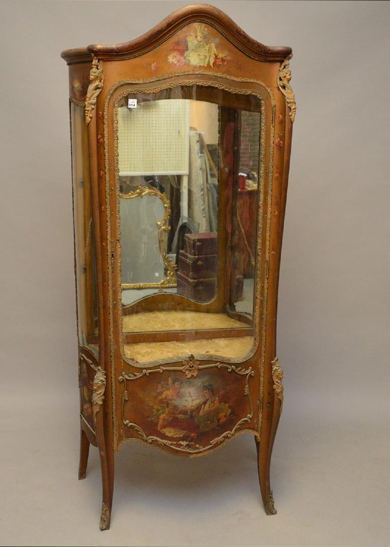 French circa 1900 Bombay vitrine, hand painted panels (1 of 9)