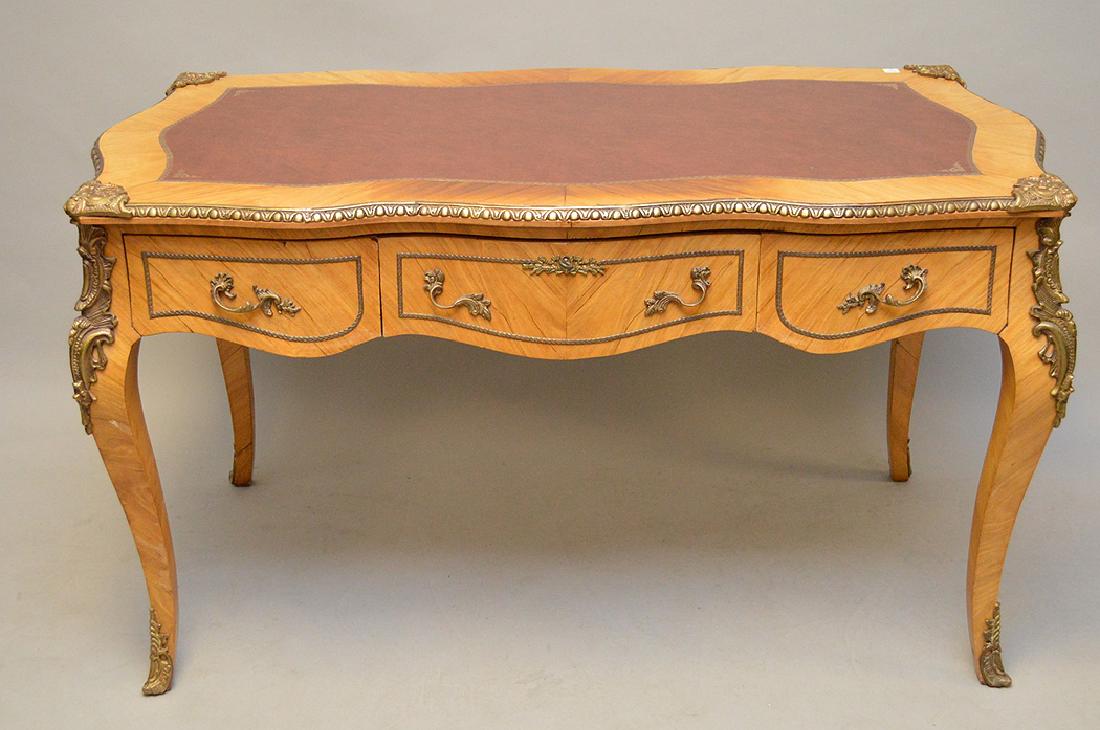 French leather top desk with gilded mounts and 3 side (1 of 10)