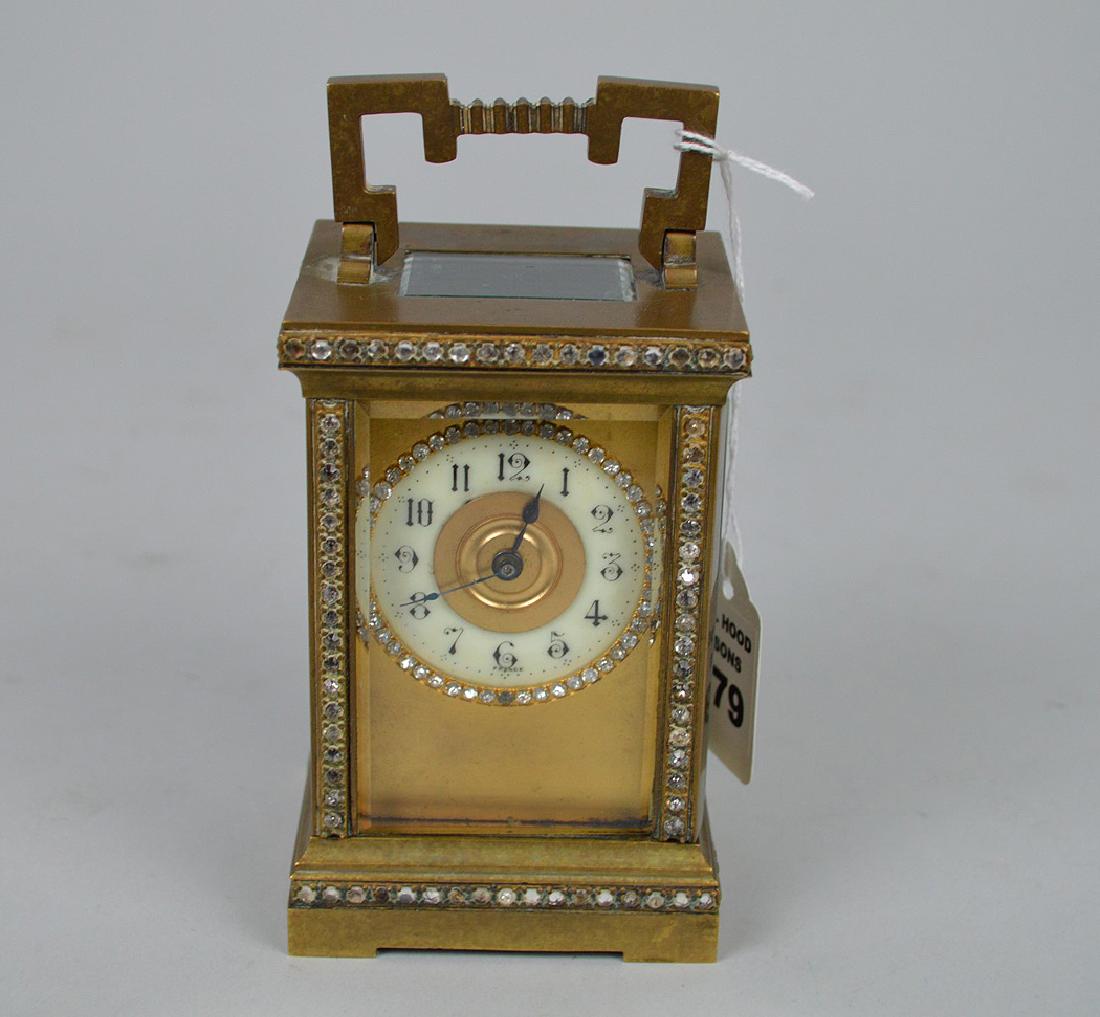 Antique French Bronze Carriage Clock with jeweled case (1 of 7)