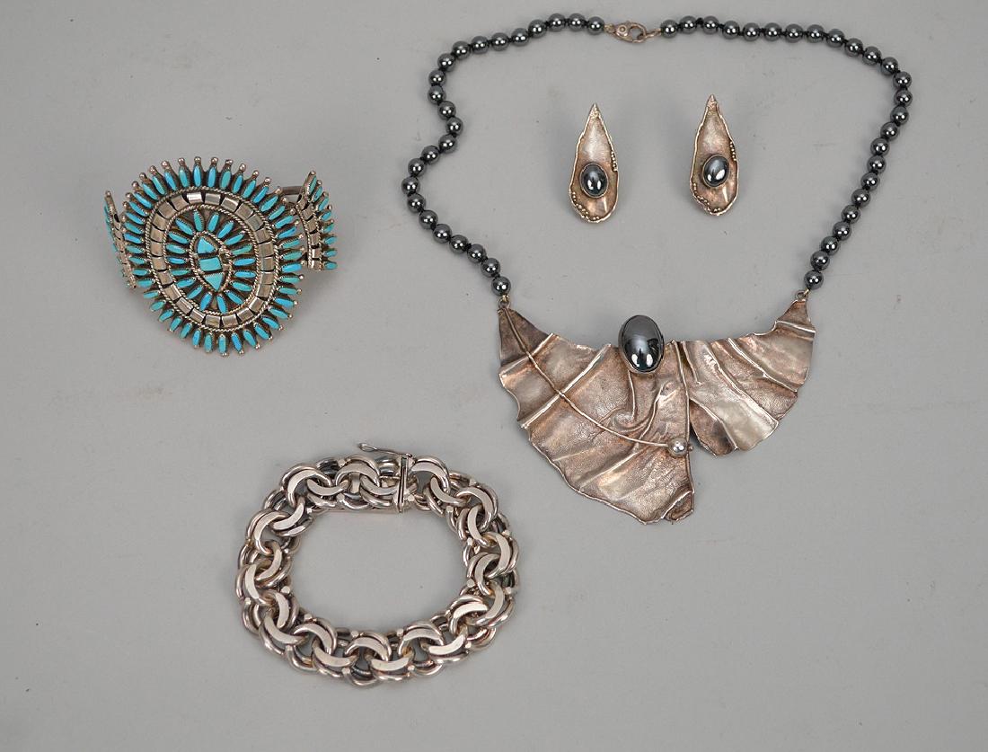 Avi Soffer sterling necklace & earrings, Zuni silver & (1 of 4)