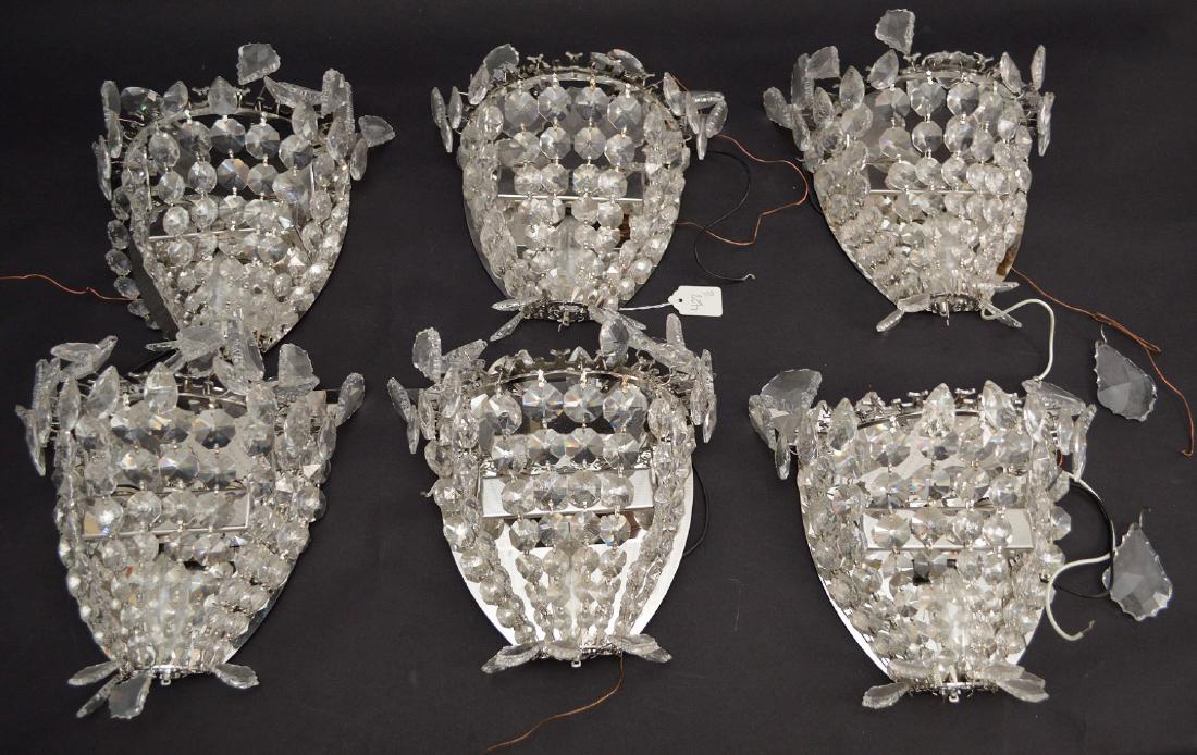 Set Of 6 Swarovski Crystal & Chrome Sconces.  Each 9" x (1 of 5)