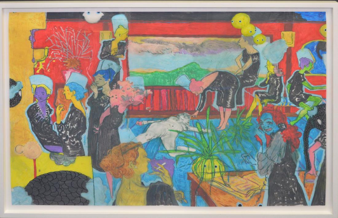 Dasha Shishkin (AMERICAN/RUSSIAN, 1977) Meat, nuts,: Dasha Shishkin (AMERICAN/RUSSIAN, 1977) Meat, nuts, pins, buttons, toy jacks, 2010, Mixed media on mylar, 30 x 42 inches 76.2 x 106.7cm Zach Feuer NY label on reverse