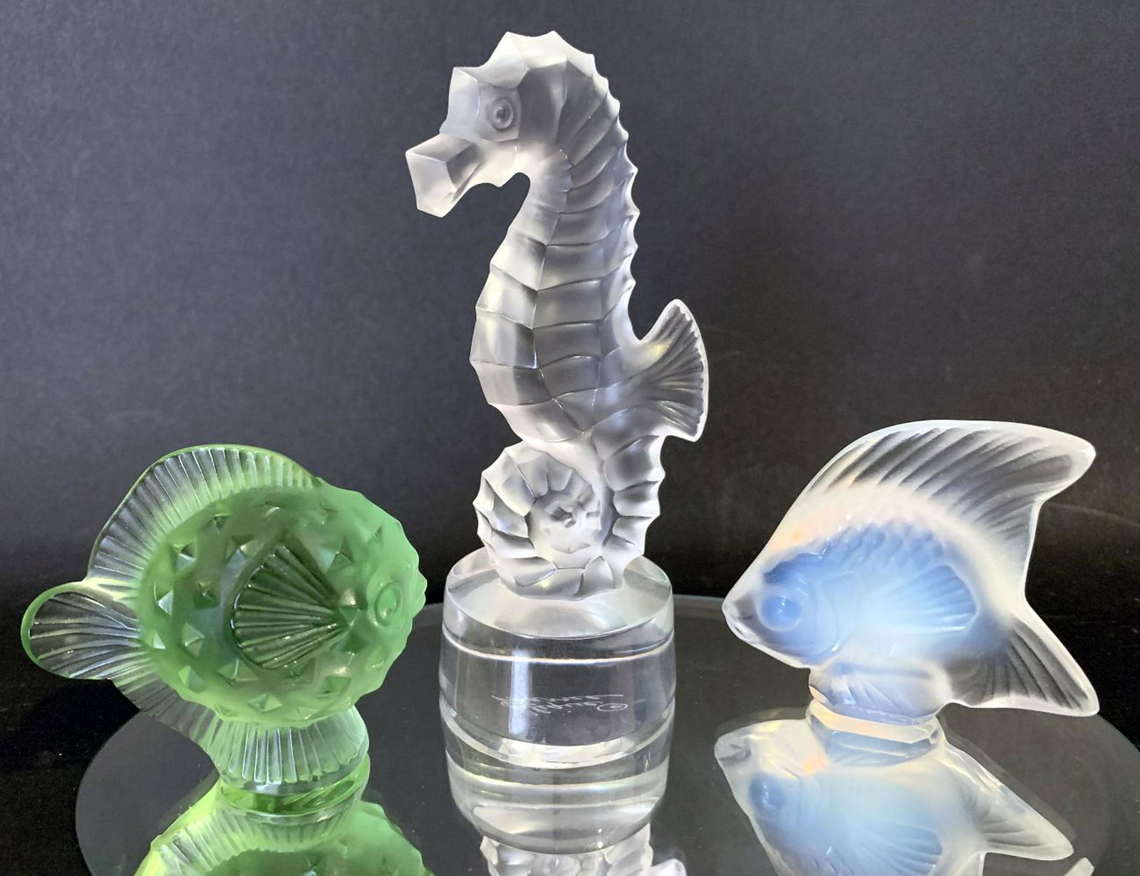 Three Lalique Crystal Sea Life Figures. Lalique Art (1 of 2)