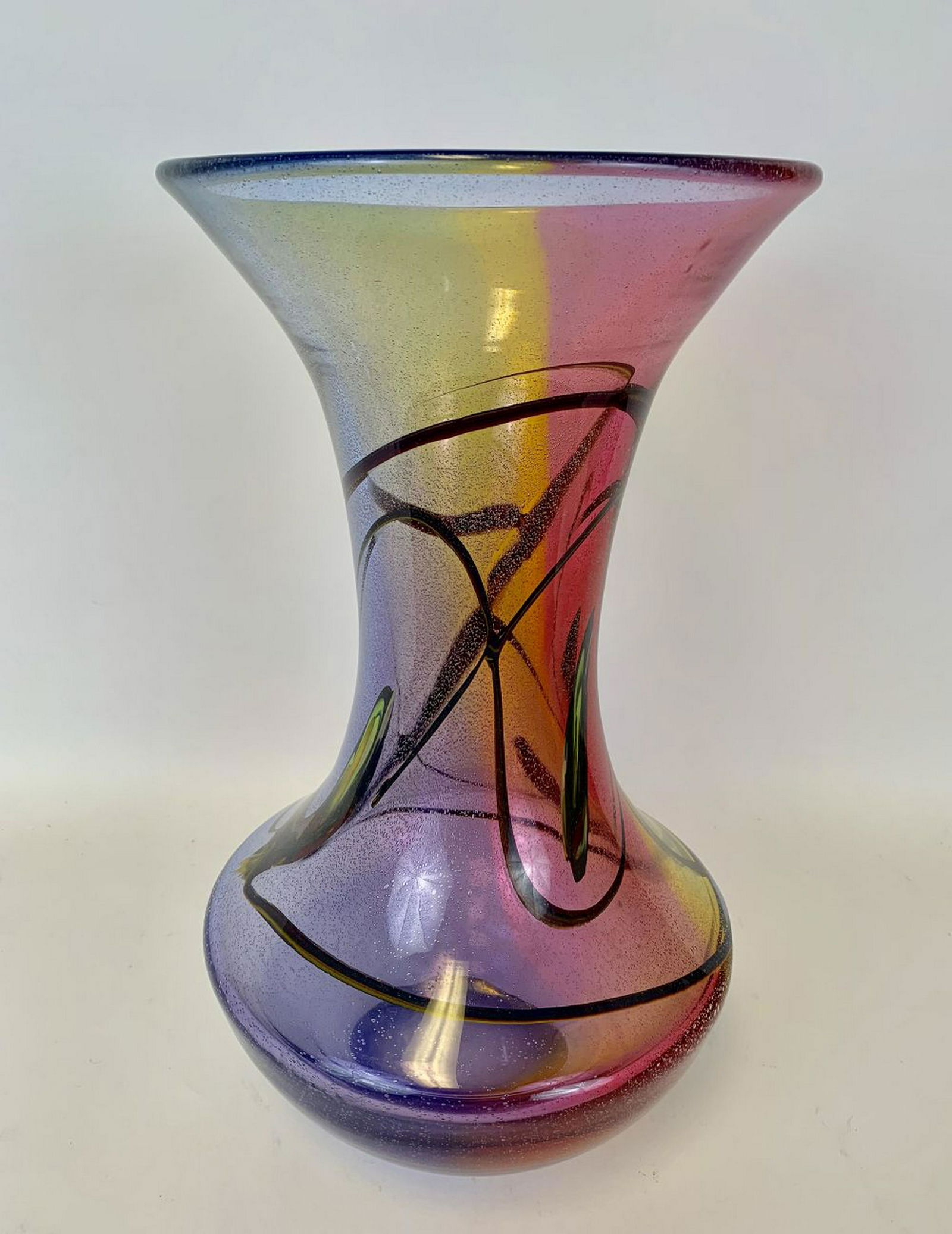 Vintage Murano Art Glass Vase Indistinctly Signed O Aug 20