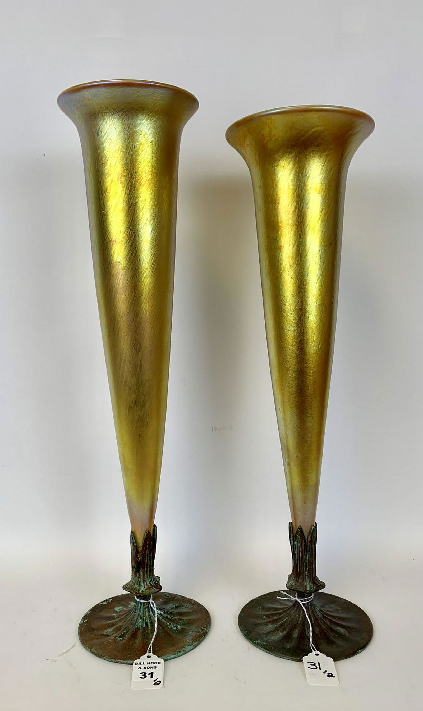 Two Lundberg Studios Bronze & Art Glass Vases (1 of 12)