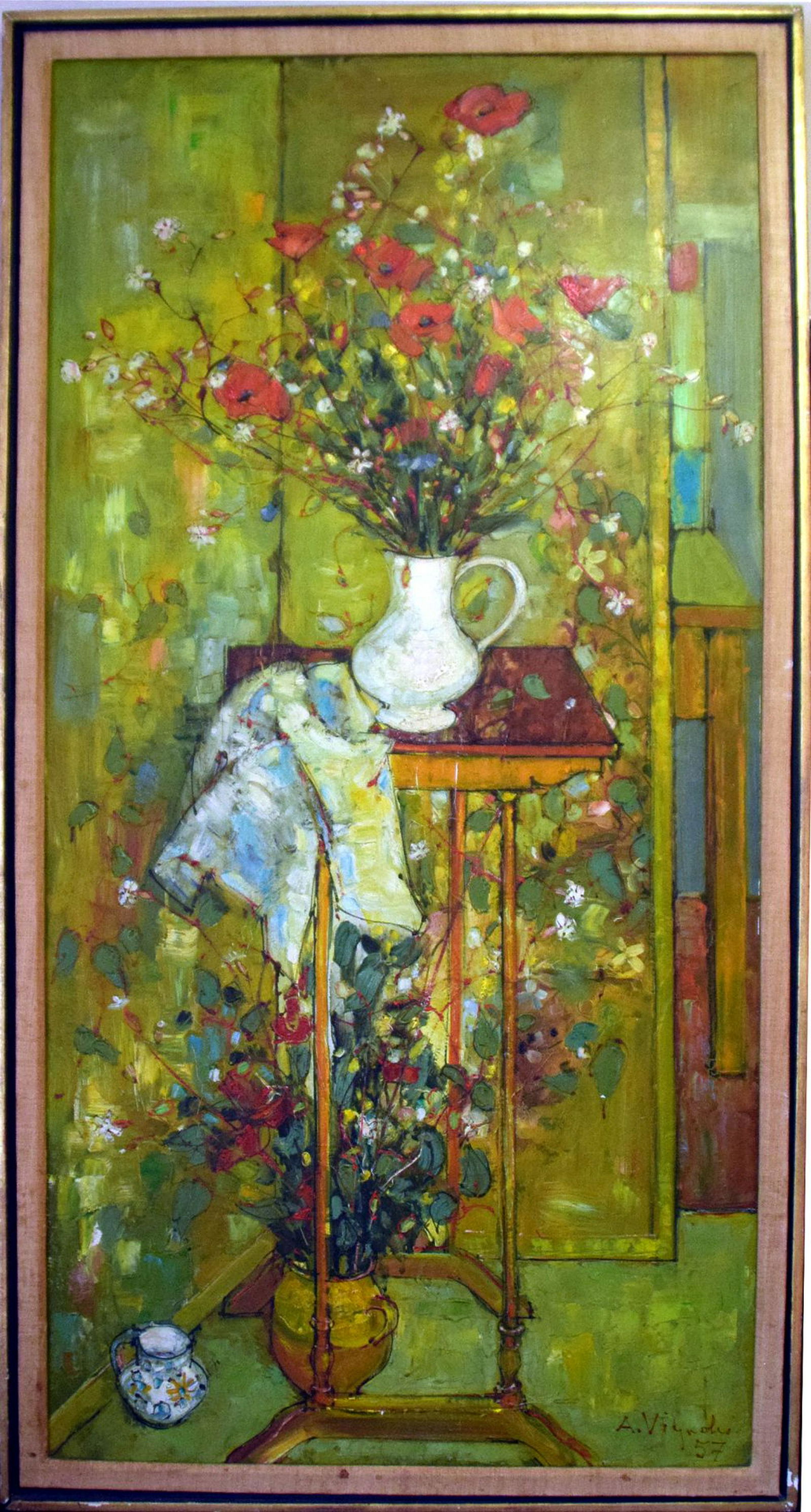Andre Vignoles [French, b. 1920] oil on canvas, Floral (1 of 8)