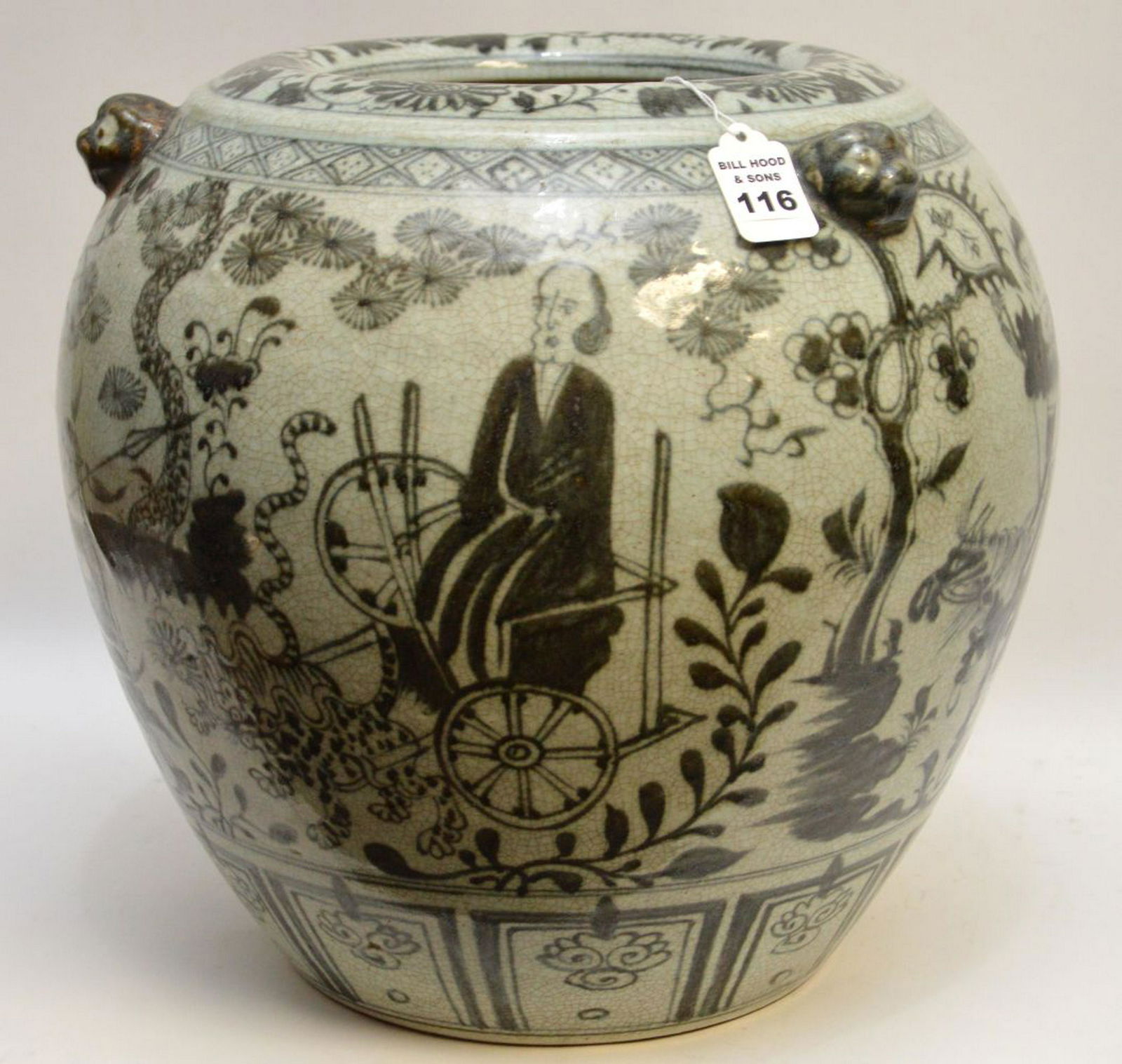 Large Early Chinese Blue & White Porcelain Pot. (1 of 8)