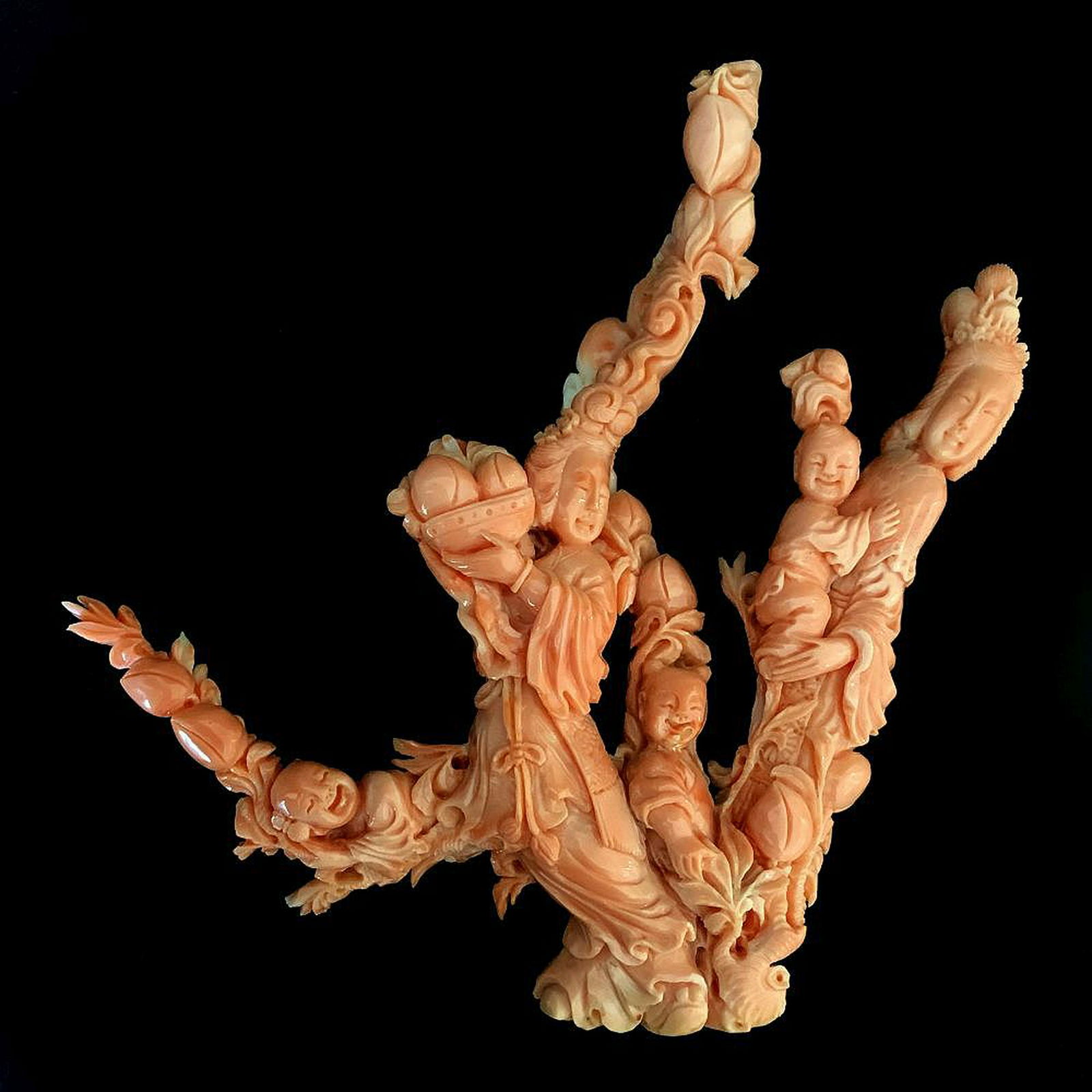 Vintage Chinese Carved Coral Figural Group.  Depicting (1 of 13)