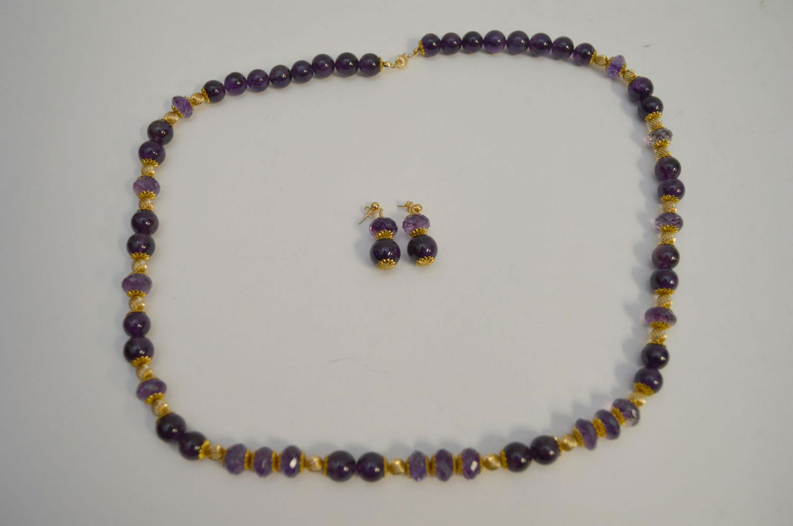14k Yellow Gold Bead, Amethyst Beads Necklace & (1 of 5)