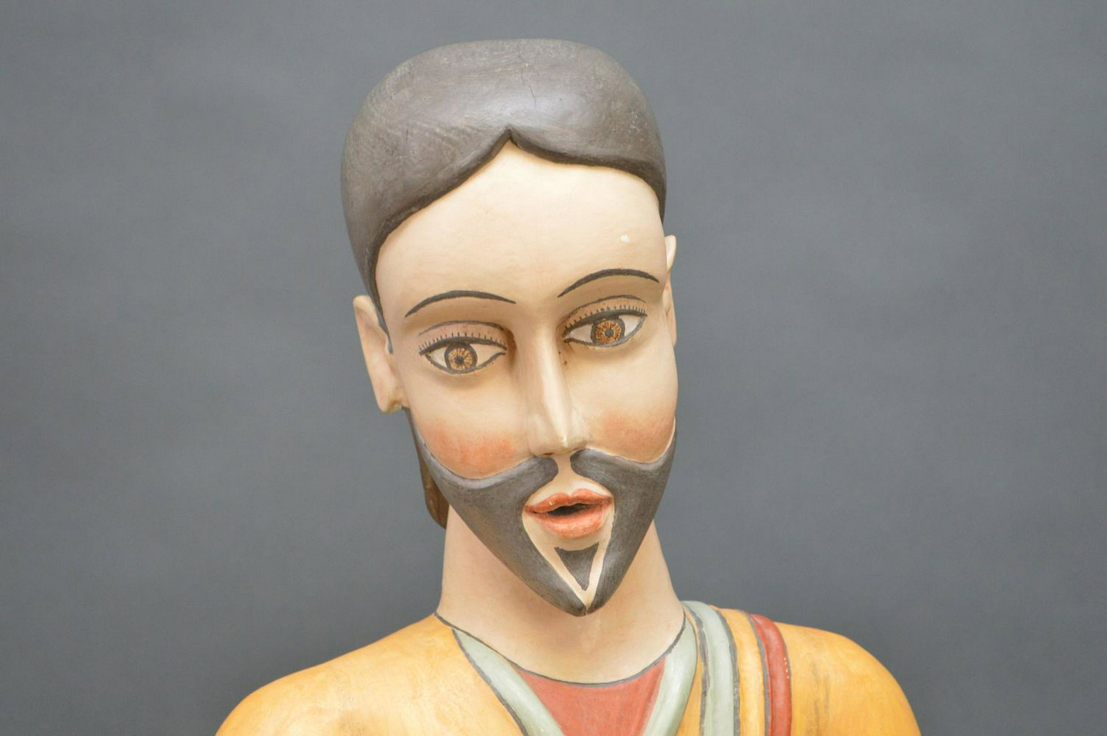 Felix A. Lopez (20th Century New Mexico) painted wood: Felix A. Lopez (20th Century New Mexico) painted wood Jesus carving, La Mesilla NM, 48 inches Tall