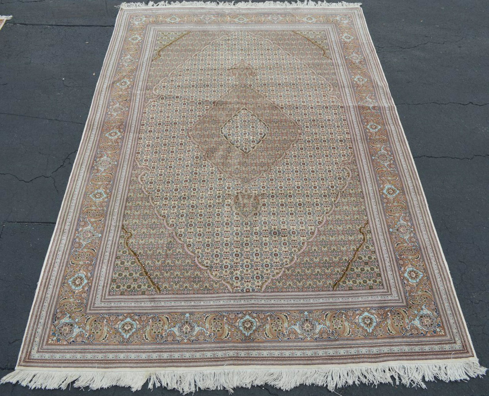 Oriental carpet, beige & tan with blue accents and (1 of 7)