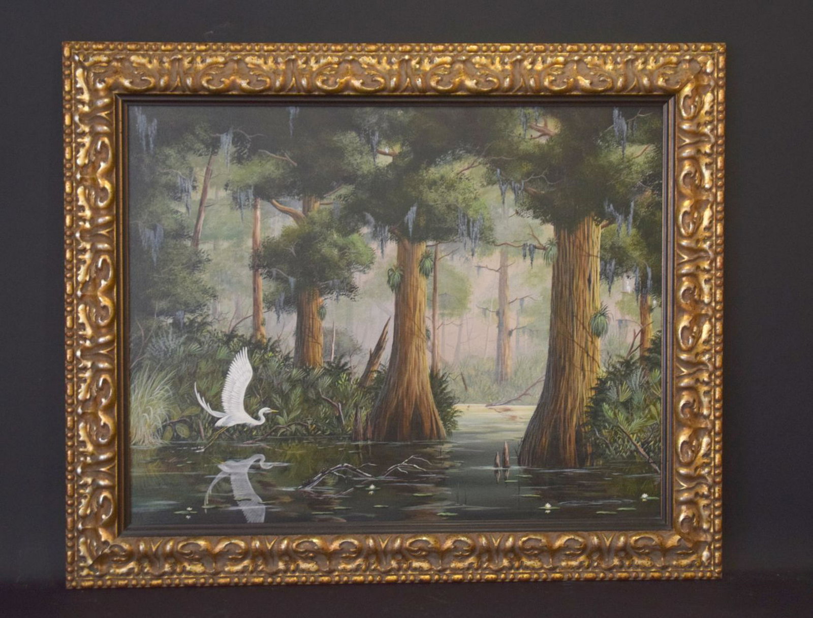 American School 20th Century, signed Lea Martin, oil on: American School 20th Century, signed Lea Martin, oil on canvas, swamp scene, 22 x 28 inches