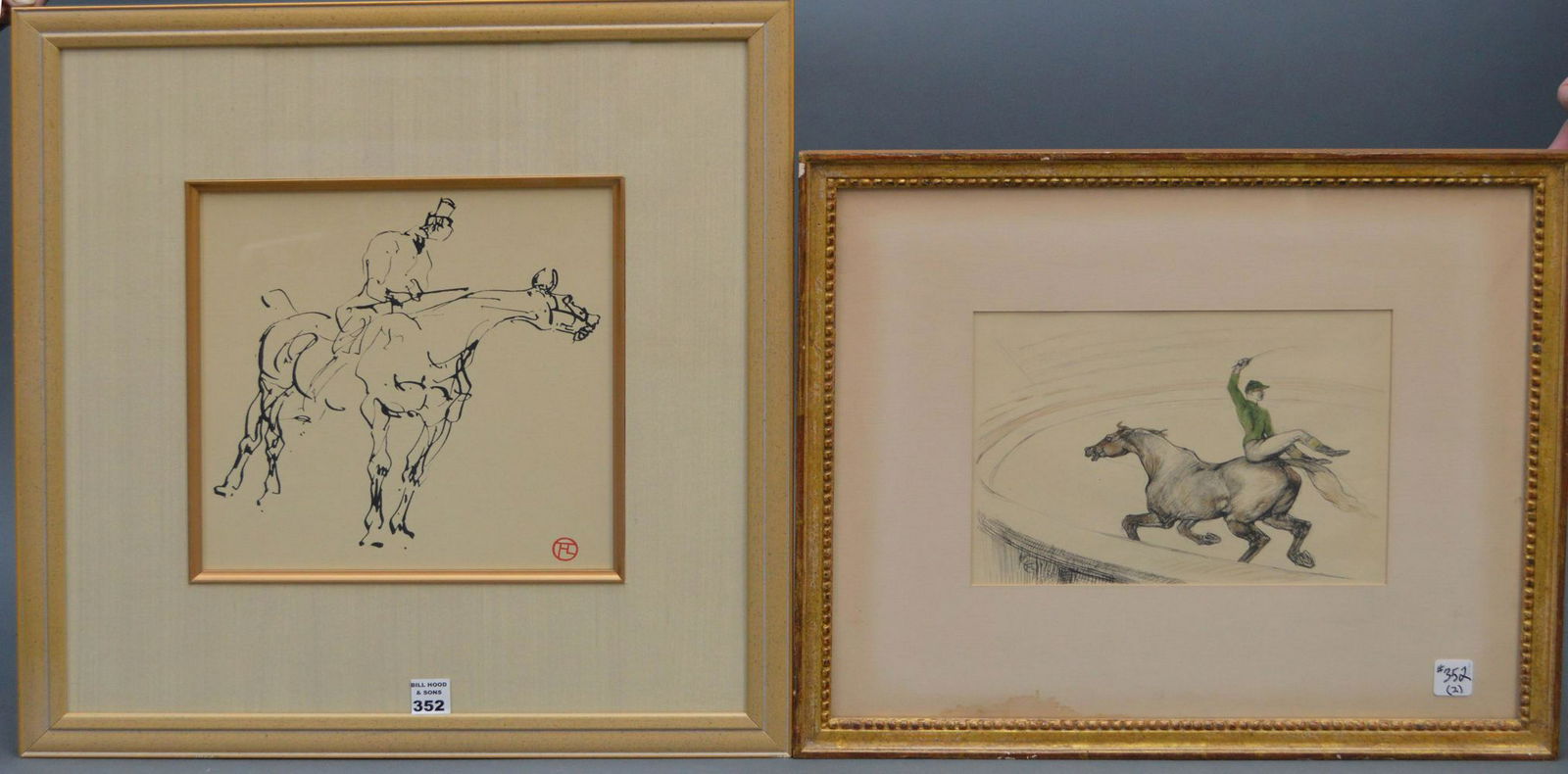 Toulouse Lautrec (French) 2 horse & rider Lithographs, (1 of 7)