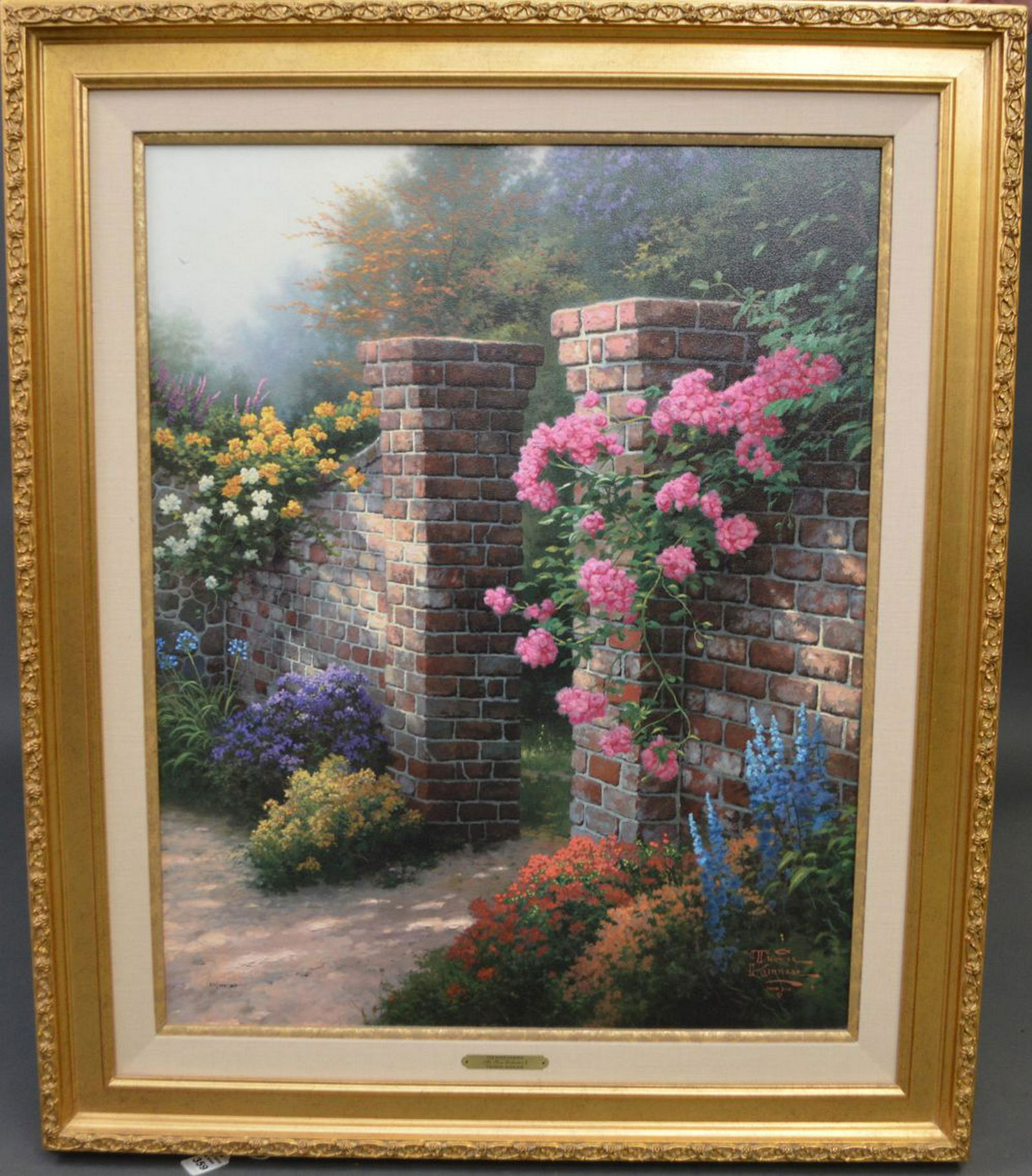 Thomas Kinkade Lithograph On Canvas "The Rose Garden" (1 of 9)