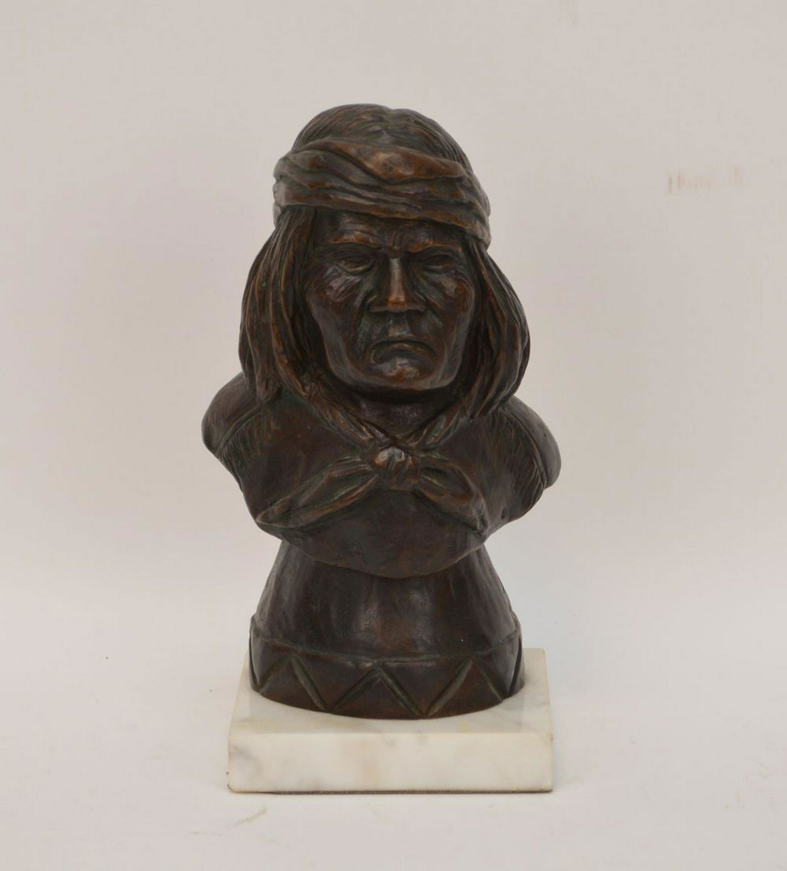 Roman Bronze Works Bronze Bust of American Indian.  Ht. (1 of 7)
