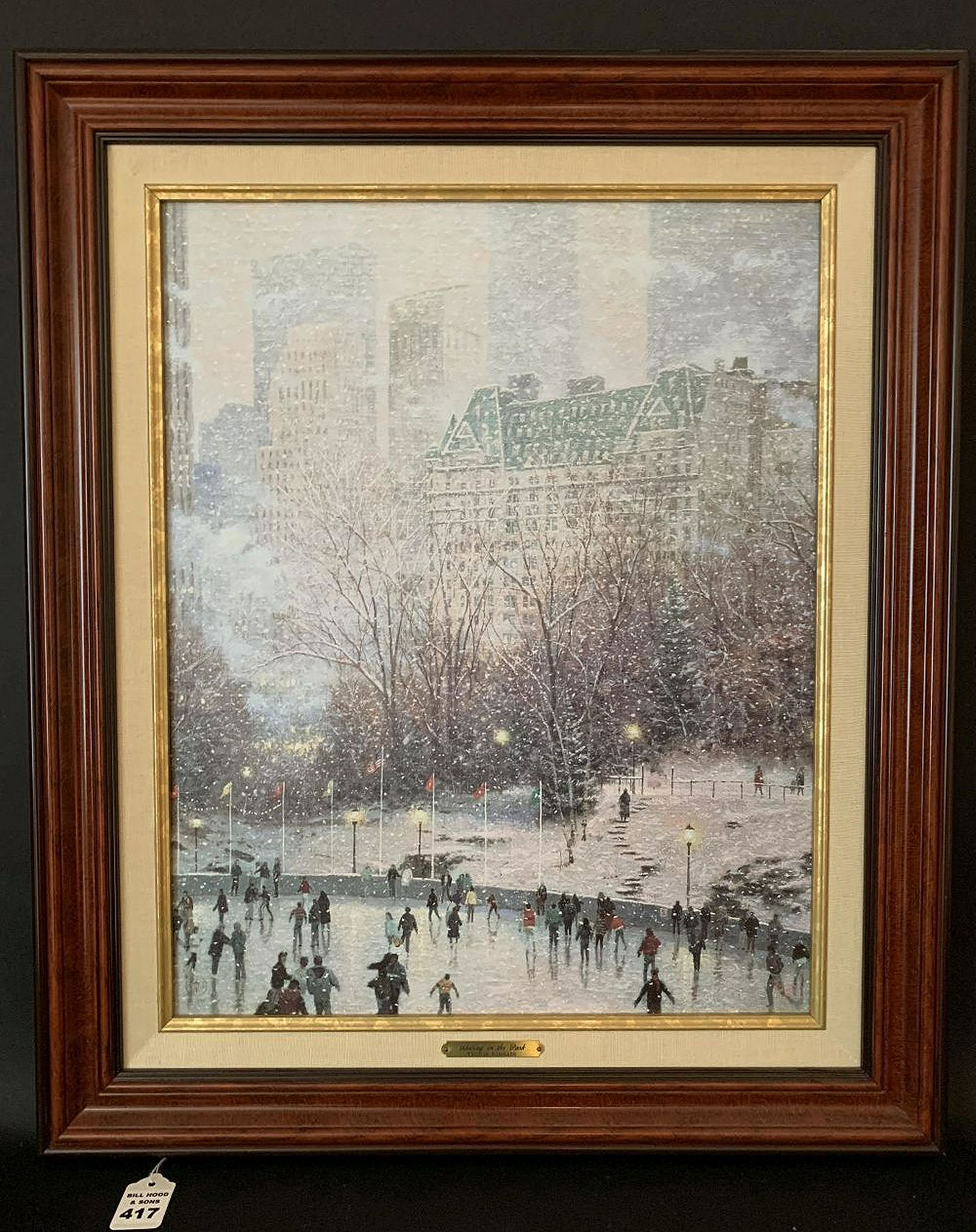 Thomas Kinkade "Skating In The Park" Print on canvas: Thomas Kinkade "Skating In The Park" Print on canvas mounted on board. 20" x 16". With Certificate Of Authenticity.