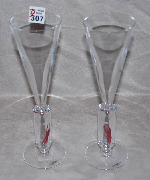 Pair Kosta Bode, Bertil Vallien champagnes, 10 1/4: Pair Kosta Bode, Bertil Vallien champagnes, 10 1/4"