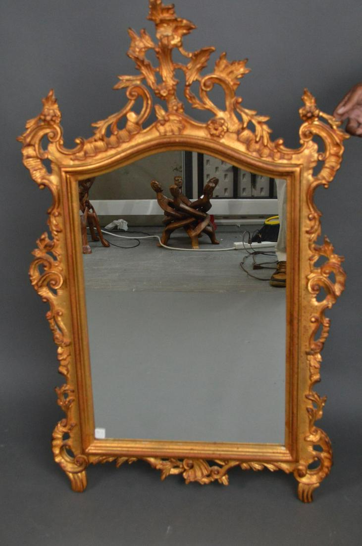 Gilded rococo decorative framed mirror, 50 x 29: Gilded rococo decorative framed mirror, 50 x 29