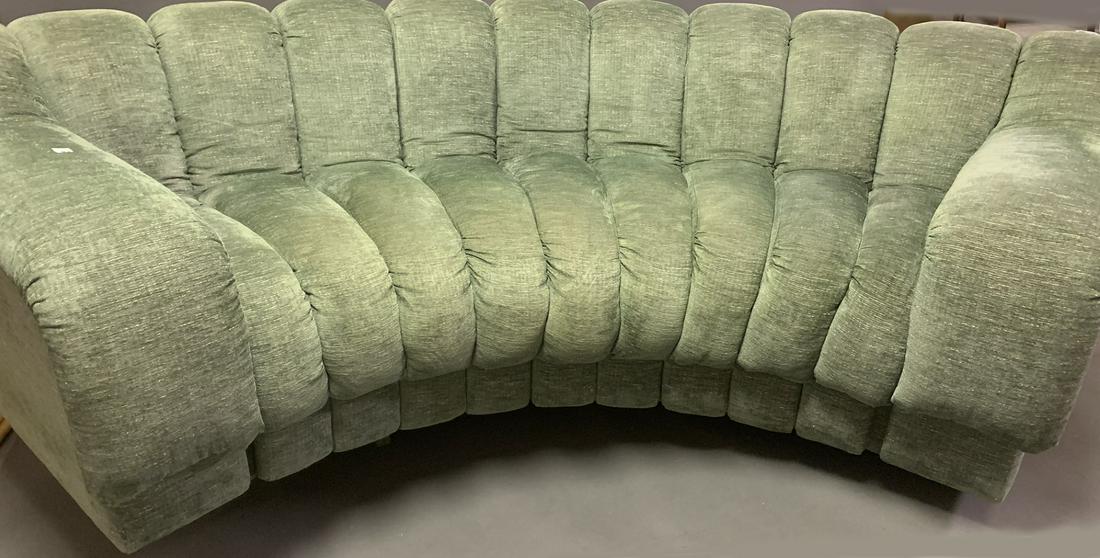 DESEDE NON STOP SOFA the light green fabric is in good: DESEDE NON STOP SOFA the light green fabric is in good overall condition. Height 32" Width 8' 6" Depth 3'5"