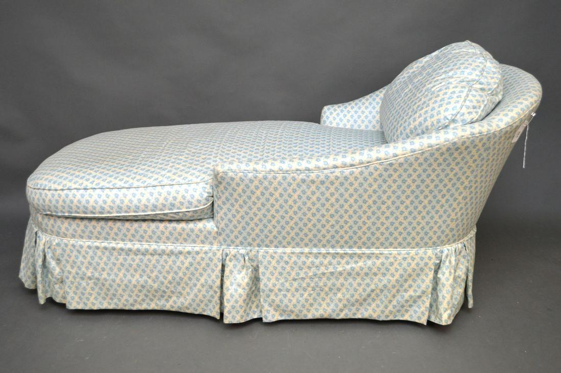Chaise lounge, single bottom cushion and back cushion: Chaise lounge, single bottom cushion and back cushion with blue & white paint