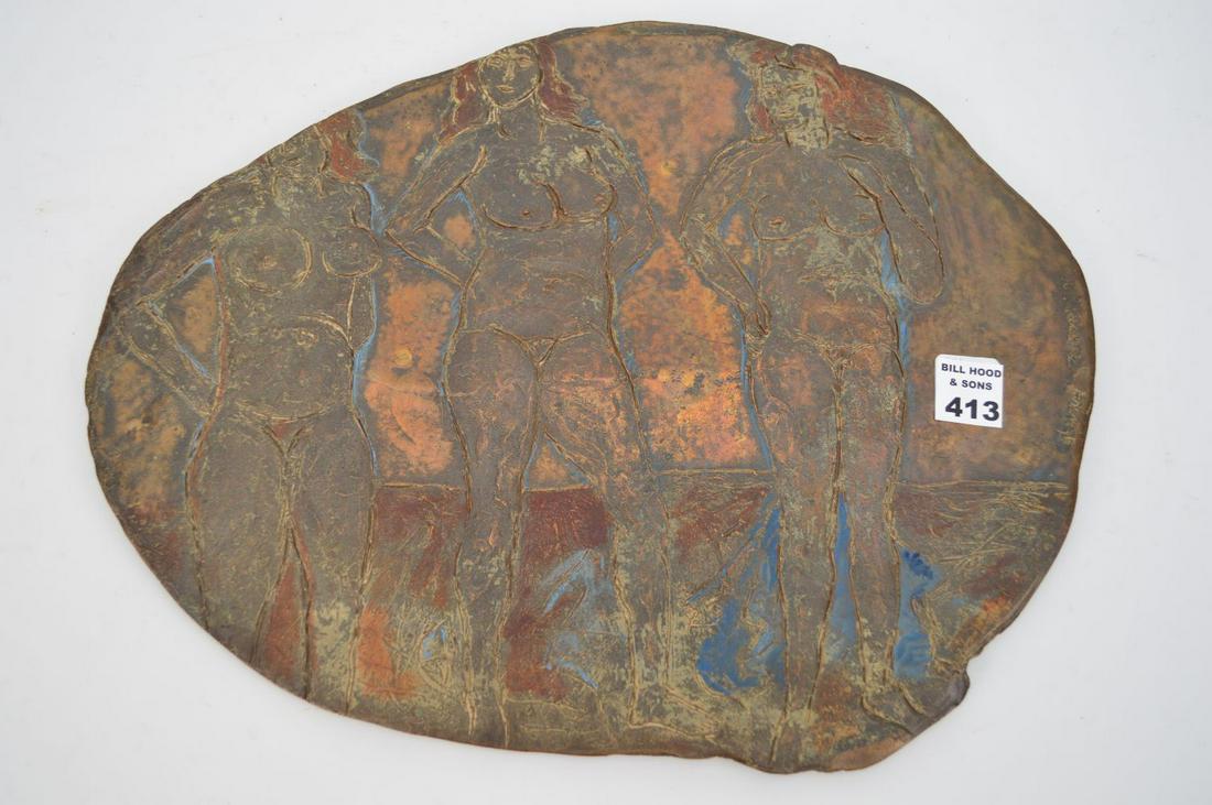 Abbott Pattison (American, 1916-1999) Three Nudes.: Abbott Pattison (American, 1916-1999) Three Nudes. Bronze relief plaque. Condition: no issues identified. 12" x 15 1/4"