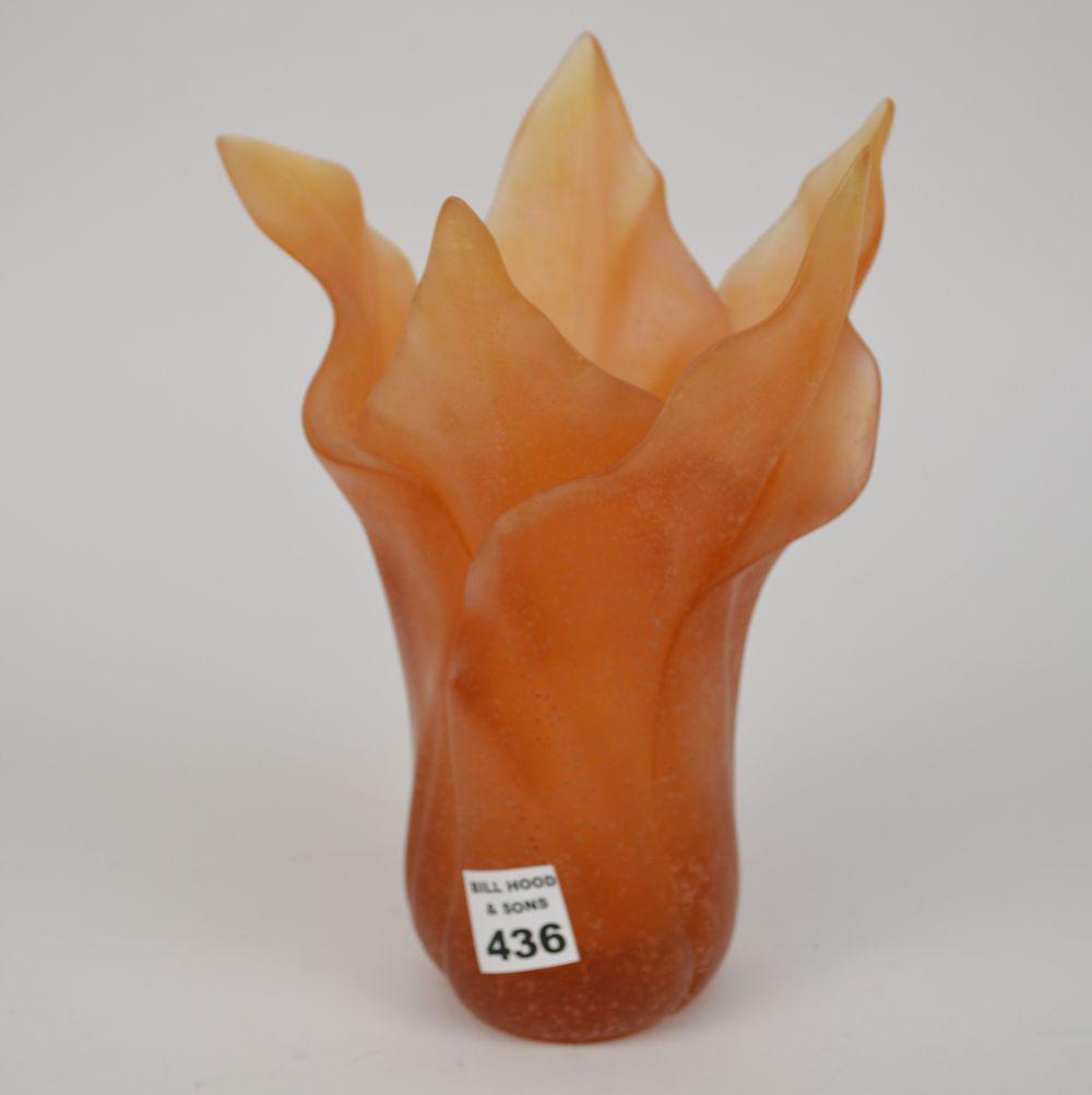 Daum France pate de verre vase: Daum France pate de verre vase, 9 inches tall x approx. 7 in. diameter at longest point