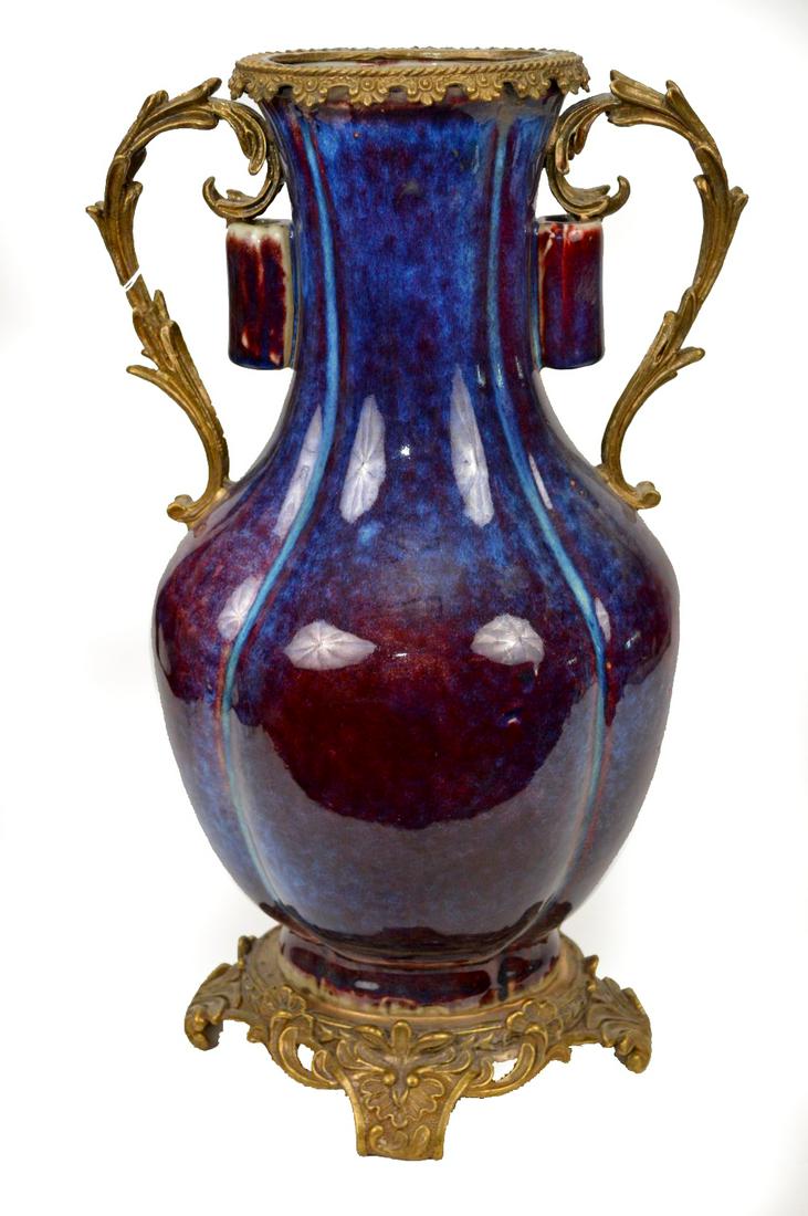 CHINESE QING DYNASTY FLAMBE PORCELAIN VASE with bronze (1 of 8)
