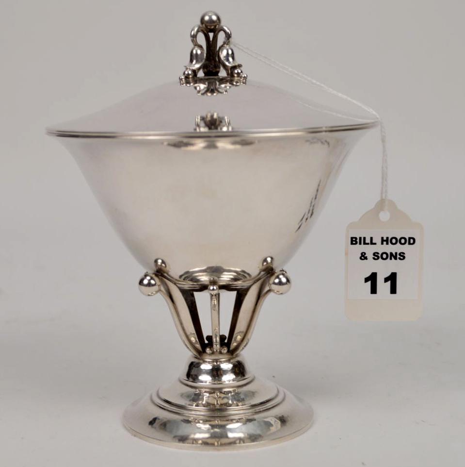 GEORG JENSEN "LILLY" STERLING BOWL/CANDY DISH & COVER. (1 of 6)
