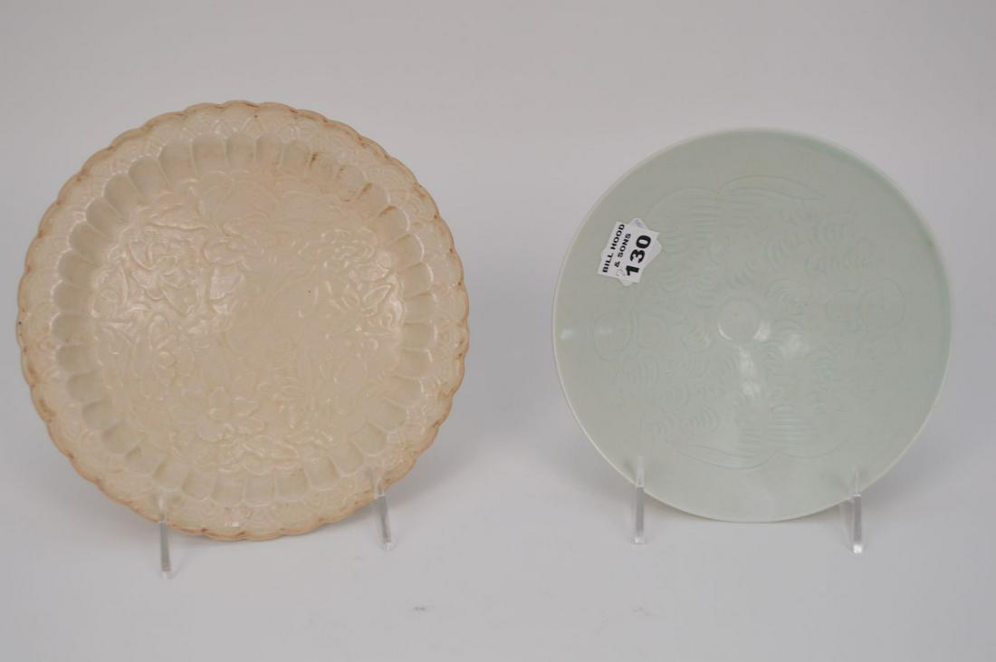 2 Chinese pieces, white bowl with incised design (1 of 7)