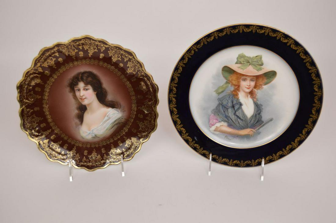 2 Portrait Plates, 1 French, 1 Austria, approx. 10"dia (1 of 12)