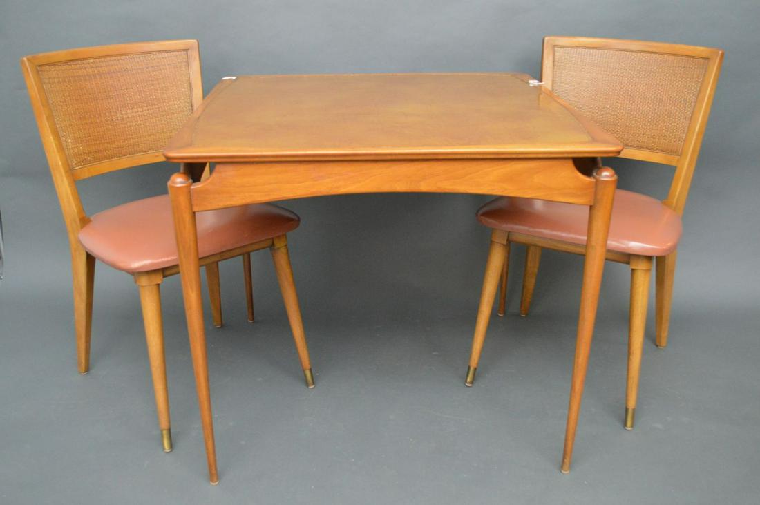 Mid-Century Modern embossed leather top card table and (1 of 5)