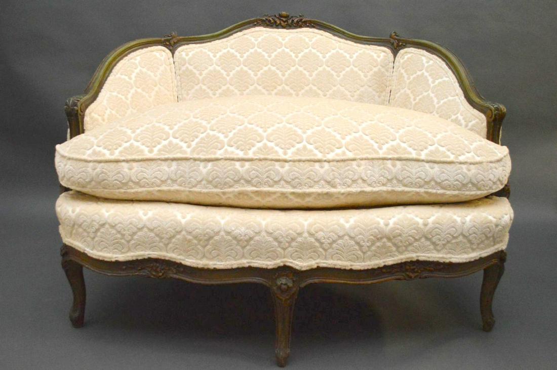 Louis XV style settee. Carved crest rail to acanthus (1 of 6)