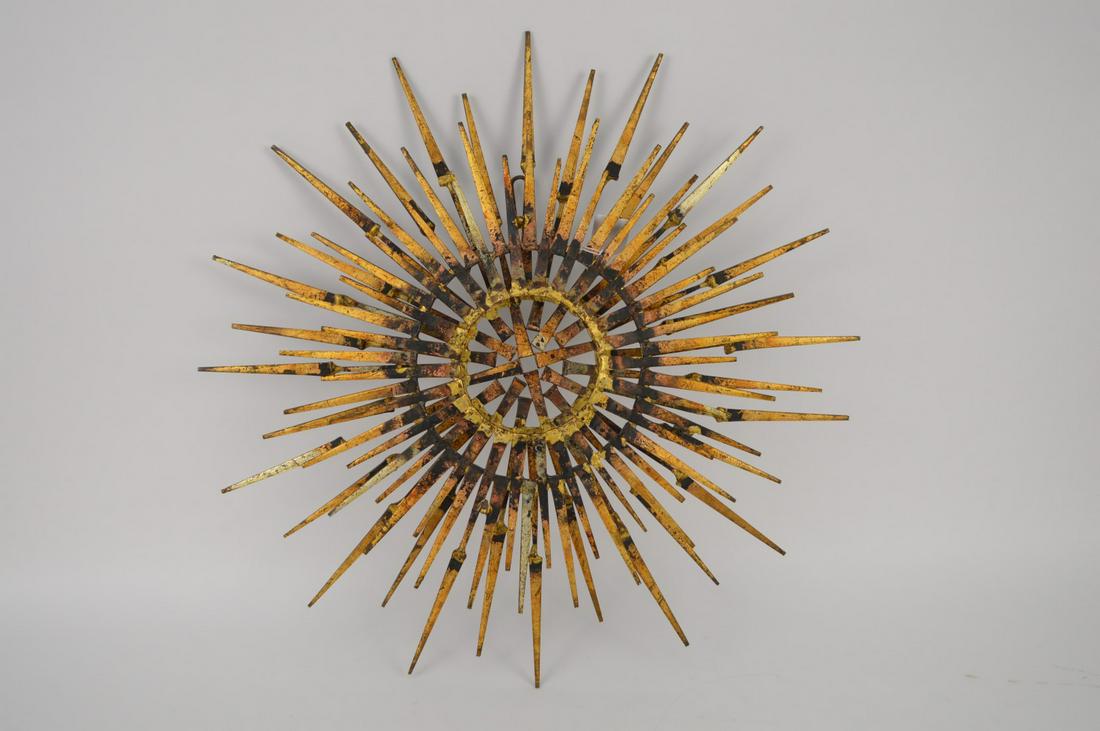 Brutalist Mid Century Modern metal sunburst wall (1 of 8)