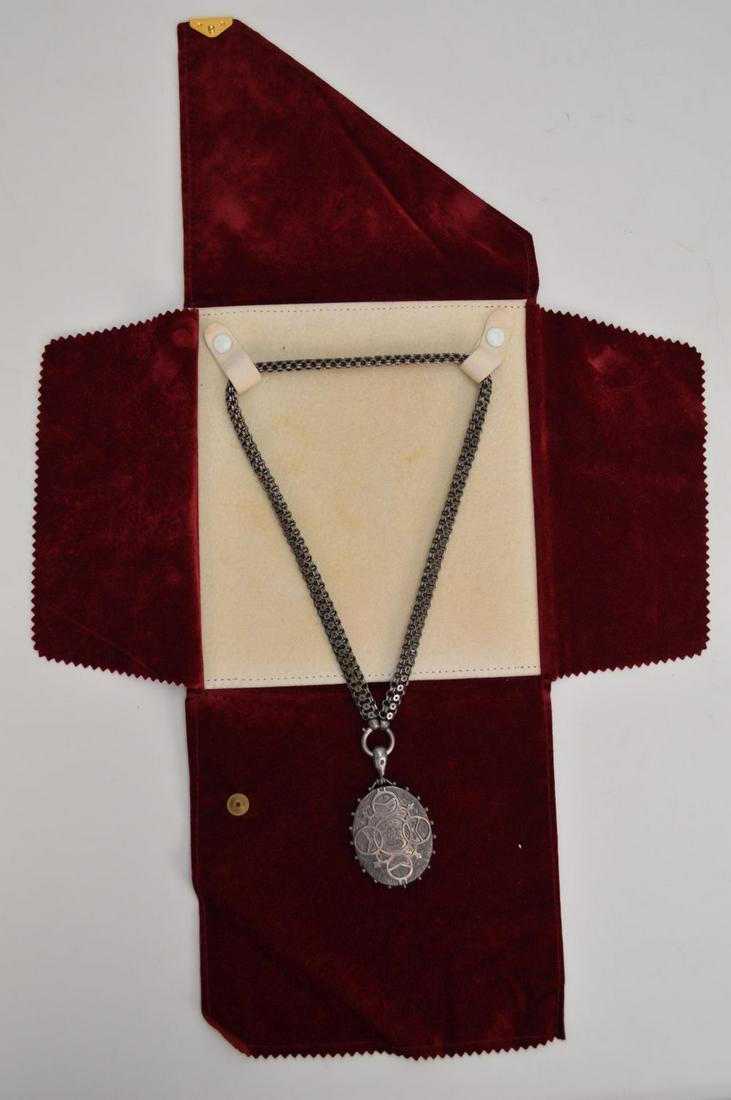 Antique Victorian Birmingham Sterling Locket Necklace, (1 of 8)