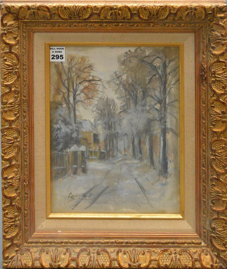 Louis Apol Dutch Watercolor Autumn Street Scene: Attributed to: Louis Apol, Dutch (1850-1936), Watercolor, Autumn Street Scene, 12 x 9 inches
