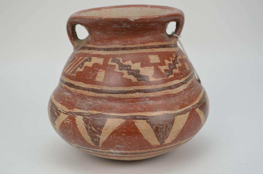 Pre-Columbian Geometric Clay Vessel with Handle, (1 of 6)