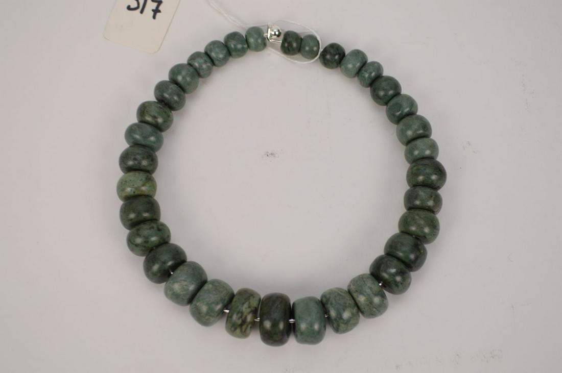 Pre-Columbian Style Carved Jade Donut Bead Necklace, (1 of 4)