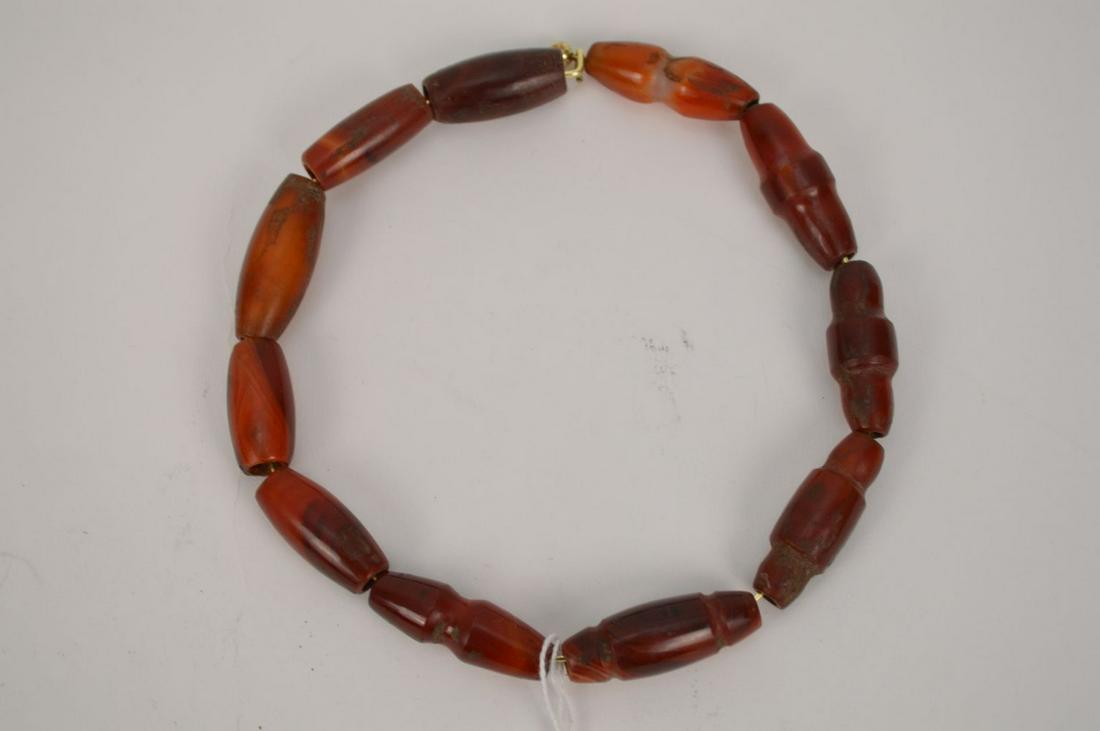 Pre-Columbian Agate Beaded Necklace, Carved (1 of 5)