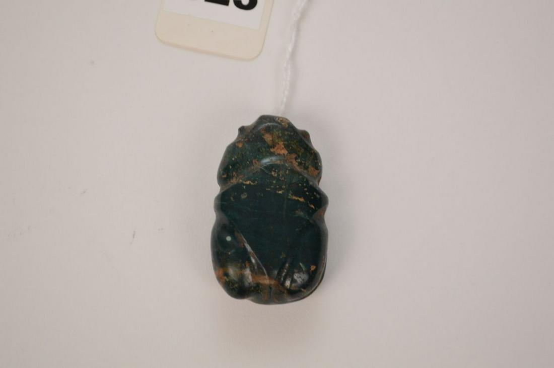 Pre-Columbian Blue Jade Frog Pendant, Carved Blue Jade (1 of 5)