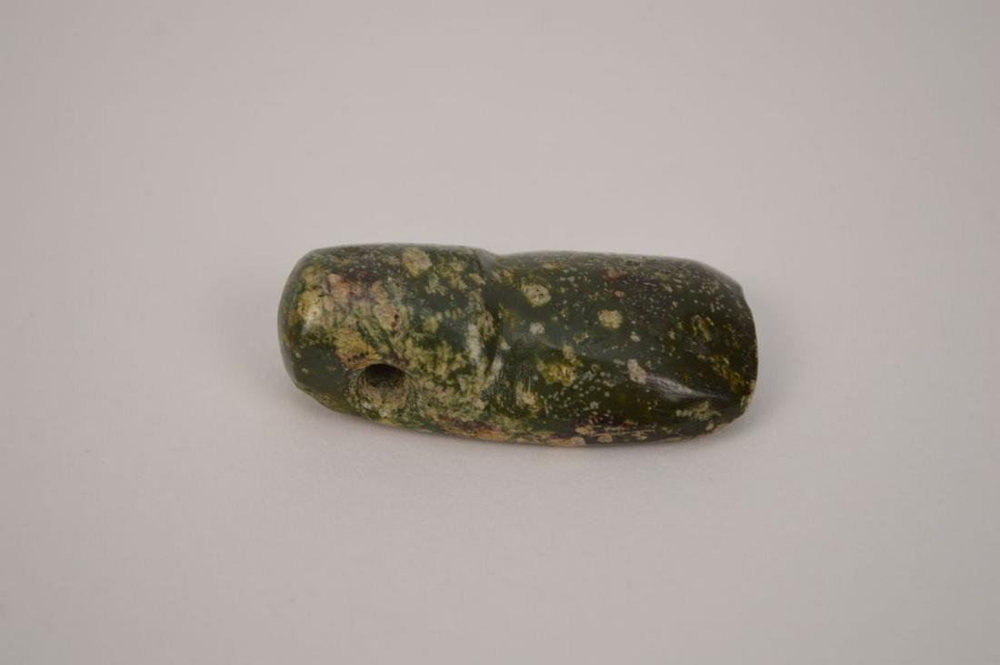 Pre-Columbian Avian Axe God pendant, Blue Green Jade (1 of 4)