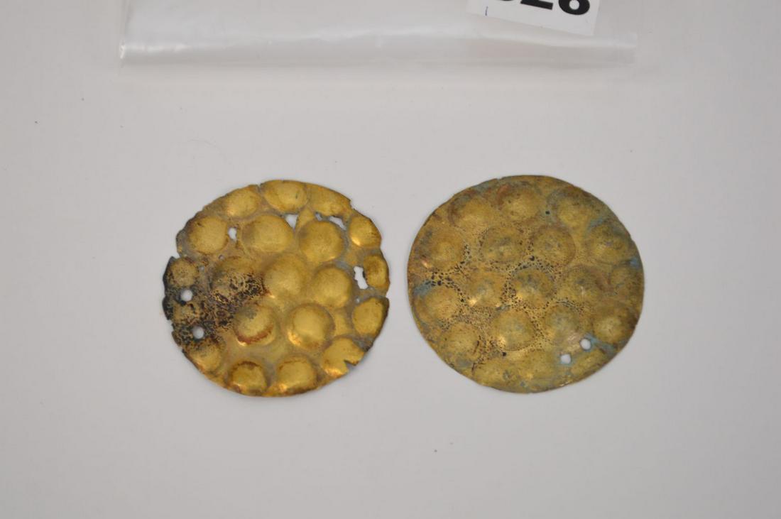 Pair Pre-Columbian Chimu Applique Disc Pendant, Gold (1 of 4)