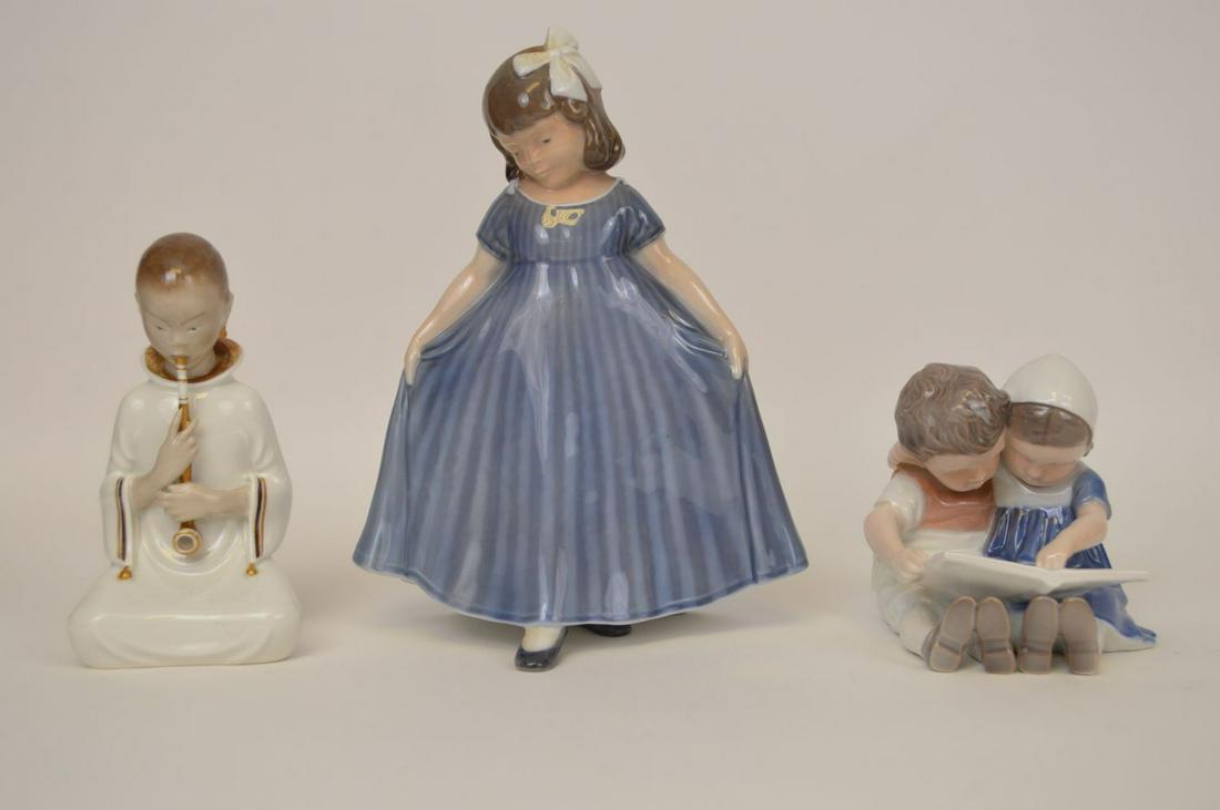 3 porcelain Royal Copenhagen figures, young girl, (1 of 9)