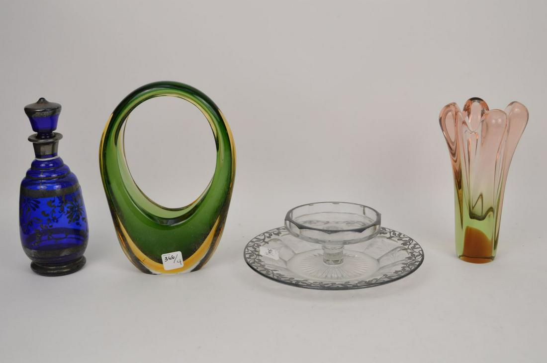 2 Murano vases (1) with handle, blue glass decanter (1 of 5)