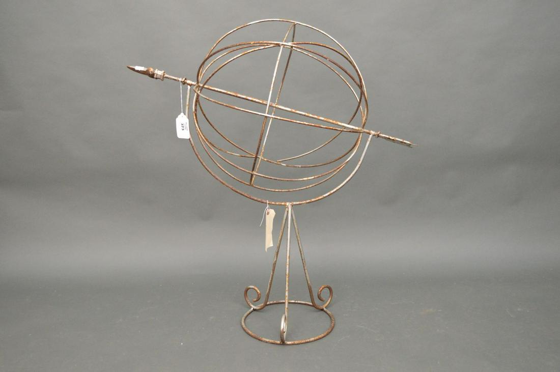 Silvered Metal Garden Orb With Arrow Condition Minor Oct 29