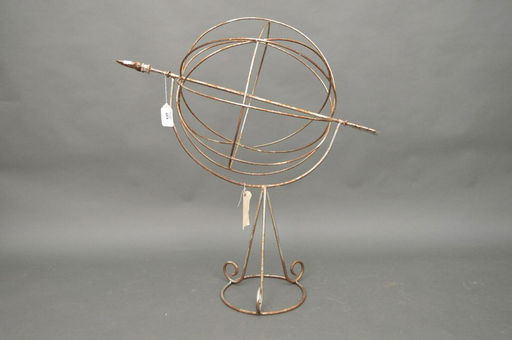 Silvered Metal Garden Orb With Arrow Condition Minor Oct 29